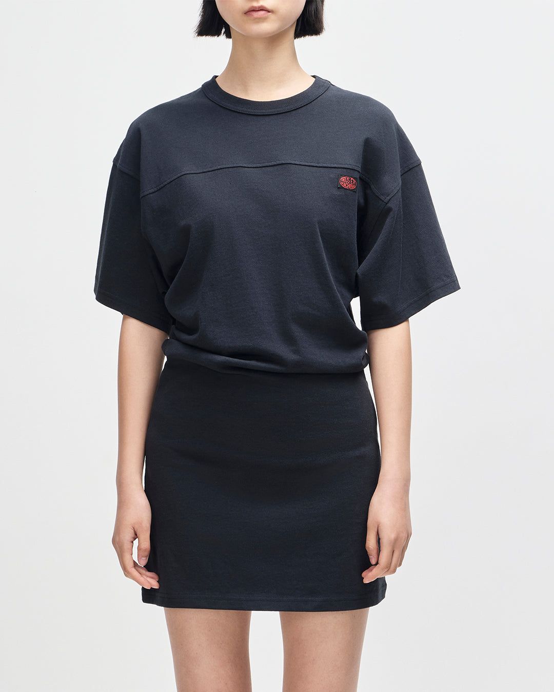 Christine Embro Tee  Dress - Black
