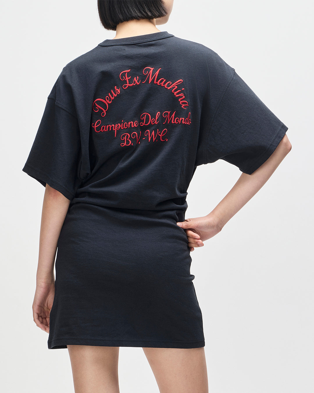 Christine Embro Tee  Dress - Black