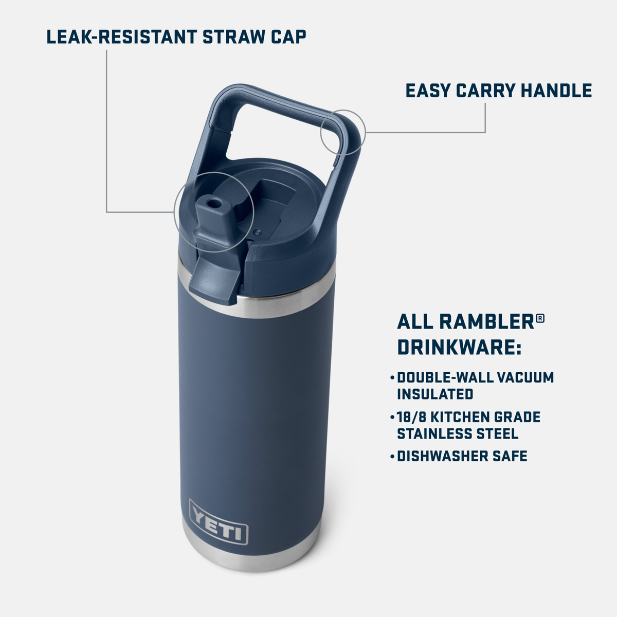 Rambler 18 oz Bottle with Straw Cap - Rescue Red